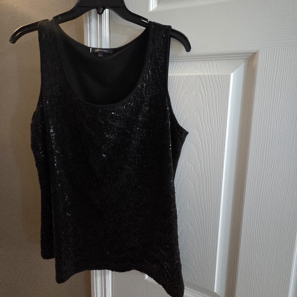 Anne Klein Black Sequin Tank Top